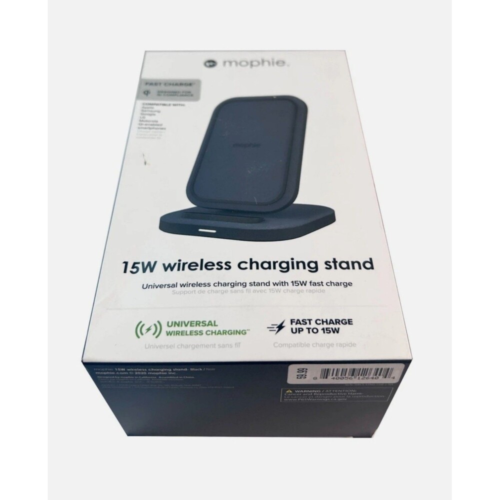 Mophie 15W Qi Fast Wireless Charging Stand w. Adapter and Cable - Black NEW